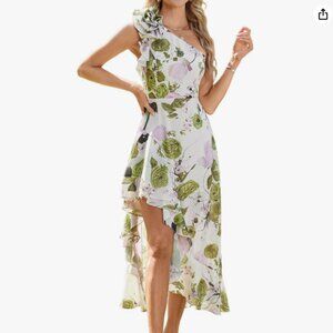 Grace Karin High-Low Floral Dress Women's 6 One Shoulder Ruffle Maxi Fairycore